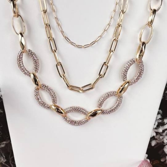 Park Lane Splash Necklace Gold with Lavender Crystals. - Picture 2 of 2